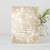 Elegant Gold Hearts Frame Bokeh RSVP   招待状 (スタンド正面)