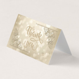 Elegant Gold Hearts Frame Bokeh Thank You Card 名刺