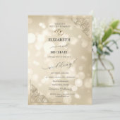 Elegant Gold Hearts Frame Bokeh Wedding 招待状 (スタンド正面)