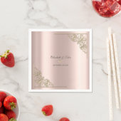 Elegant Gold Hearts Rose Gold Wedding  スタンダードカクテルナプキン (インサイチュ)