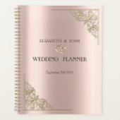 Elegant Gold Hearts Rose Gold Wedding プランナー手帳 (正面)
