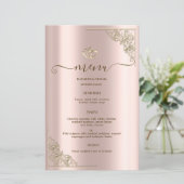 Elegant Gold Hearts Rose Gold Wedding Menu Card (スタンド正面)