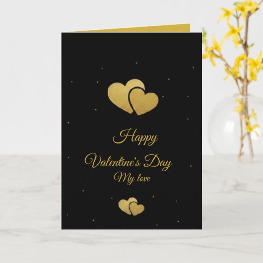 Elegant Gold Hearts Valentine's Day Card - Luxury  カード (黄色い花)