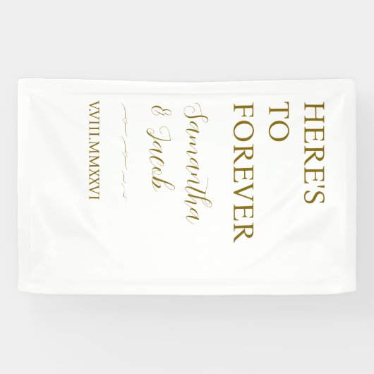 Elegant Gold “Here’s to Forever” Wedding Welcome 横断幕 (横)