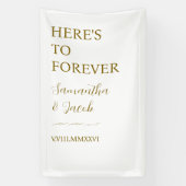 Elegant Gold “Here’s to Forever” Wedding Welcome 横断幕 (縦)
