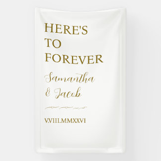 Elegant Gold “Here’s to Forever” Wedding Welcome 横断幕