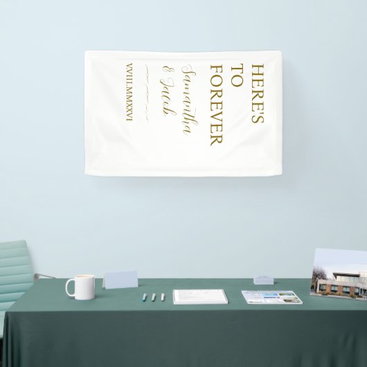 Elegant Gold “Here’s to Forever” Wedding Welcome 横断幕 (トレードショー)