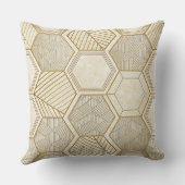 Elegant Gold Hexagon Geometric Pattern - Marble クッション (裏面)