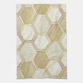 Elegant Gold Hexagon Geometric Pattern - Marble 2 キッチンタオル (縦)