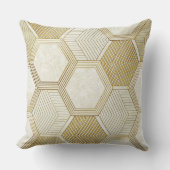Elegant Gold Hexagon Geometric Pattern - Marble 2 クッション (正面)