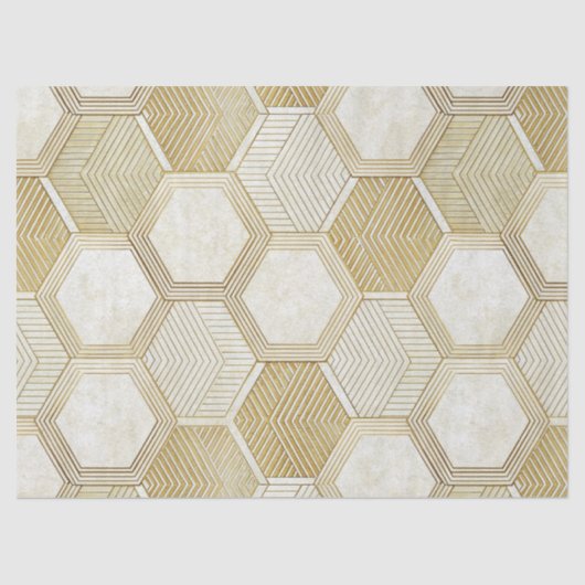 Elegant Gold Hexagon Geometric Pattern - Marble 2 薄葉紙 (正面)