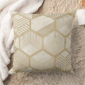 Elegant Gold Hexagon Geometric Pattern - Marble 3 クッション (ブランケット)