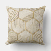 Elegant Gold Hexagon Geometric Pattern - Marble 3 クッション (正面)