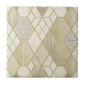 Elegant Gold Hexagon Geometric Pattern - Marble 4 タイル (正面)