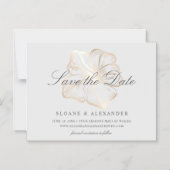 Elegant Gold Hibiscus Flower Wedding Save the Date マグネット招待状 (正面)
