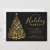 Elegant Gold Holiday Party Invitation 招待状 (正面)