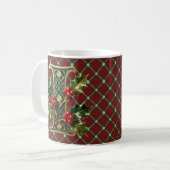 Elegant Gold Holly Christmas Initial Letter I コーヒーマグカップ (正面左)