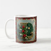 Elegant Gold Holly Christmas Initial Letter L コーヒーマグカップ (左)