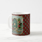 Elegant Gold Holly Christmas Initial Letter Q コーヒーマグカップ (正面左)
