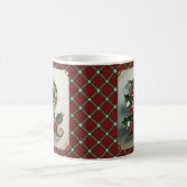 Elegant Gold Holly Christmas Initial Letter R コーヒーマグカップ (中央)