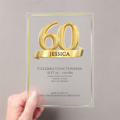 Elegant Gold Iconic Age Named 60th Birthday アクリル招待状 (インサイチュ (ポータブル))