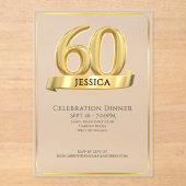 Elegant Gold Iconic Age Named 60th Birthday アクリル招待状 (正面)