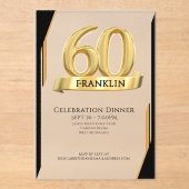 Elegant Gold Iconic Age Named 60th Birthday アクリル招待状 (正面)