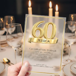 Elegant Gold Iconic Age Named 60th Birthday アクリル招待状