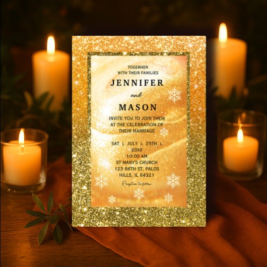 Elegant Gold invitation | Glitter and Pearl 招待状