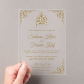 Elegant Gold Islamic Muslim Wedding アクリル招待状 (インサイチュ (ポータブル))
