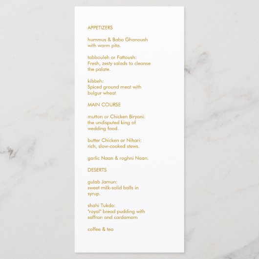 Elegant Gold Islamic Wedding Menu Card Flat Menu メニュー (裏面)