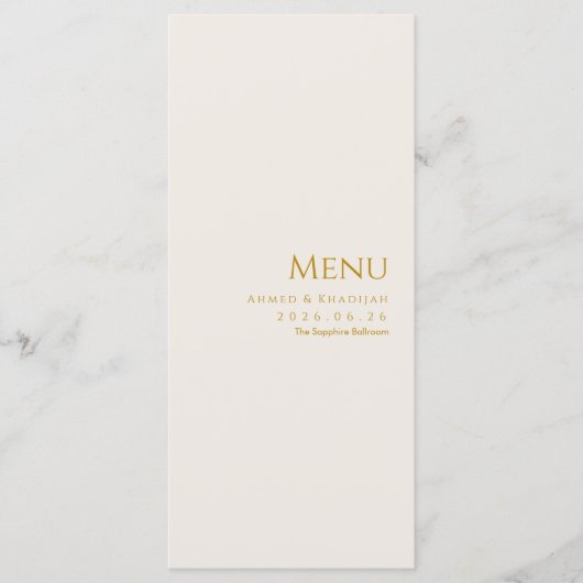 Elegant Gold Islamic Wedding Menu Card Flat Menu メニュー (正面)