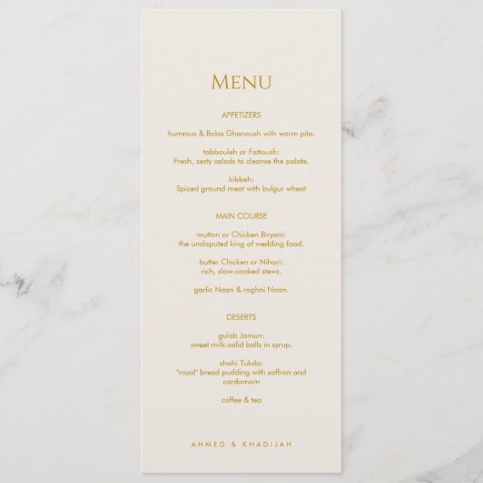 Elegant Gold Islamic Wedding Menu Card Flat Menu メニュー (正面)