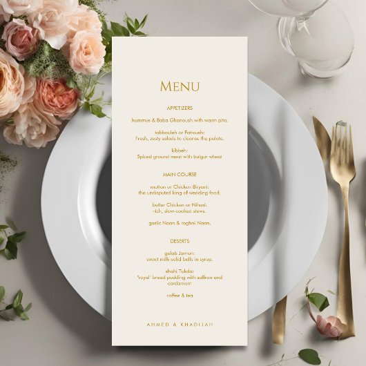 Elegant Gold Islamic Wedding Menu Card Flat Menu メニュー