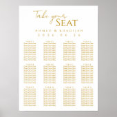 Elegant Gold Islamic Wedding Seating Chart Poster ポスター (正面)