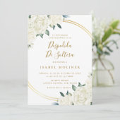 Elegant Gold Ivory Floral Spanish Bridal Shower 招待状 (スタンド正面)