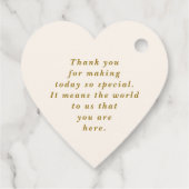 Elegant Gold & Ivory Heart Wedding Thank You フェイバータグ (裏面)