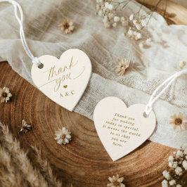 Elegant Gold & Ivory Heart Wedding Thank You フェイバータグ