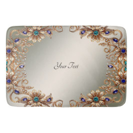 Elegant Gold Jewel Flowers Bath Mat バスマット