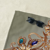 Elegant Gold Jewel Flowers Beach Towel ビーチタオル (インサイチュ)