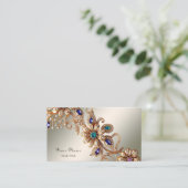 Elegant Gold Jewel Flowers Business Card 名刺 (スタンド正面)