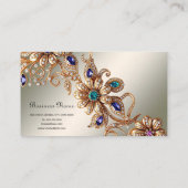 Elegant Gold Jewel Flowers Business Card 名刺 (裏面)
