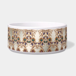 Elegant Gold Jewel Flowers Ceramic Pet Bowl ボウル