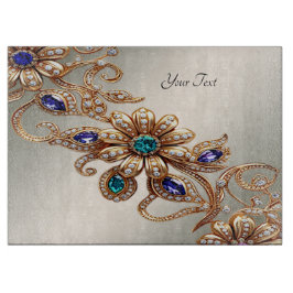 Elegant Gold Jewel Flowers Cutting Board カッティングボード