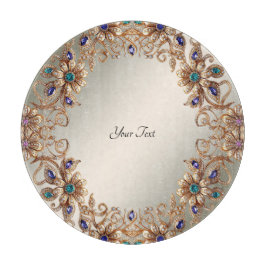 Elegant Gold Jewel Flowers Cutting Board カッティングボード