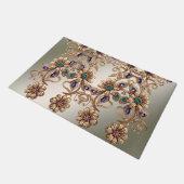 Elegant Gold Jewel Flowers Doormat ドアマット (アングル)