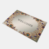 Elegant Gold Jewel Flowers Doormat ドアマット (アングル)