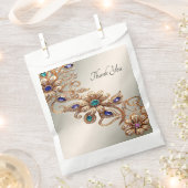 Elegant Gold Jewel Flowers Favor Bag フェイバーバッグ (クリップ留めされた状態)