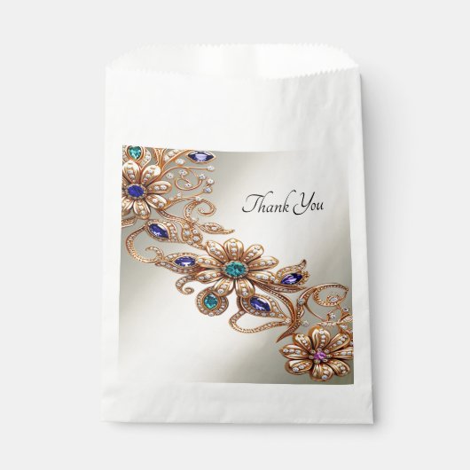 Elegant Gold Jewel Flowers Favor Bag フェイバーバッグ (正面)