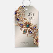 Elegant Gold Jewel Flowers Gift Tag ギフトタグ (裏面)